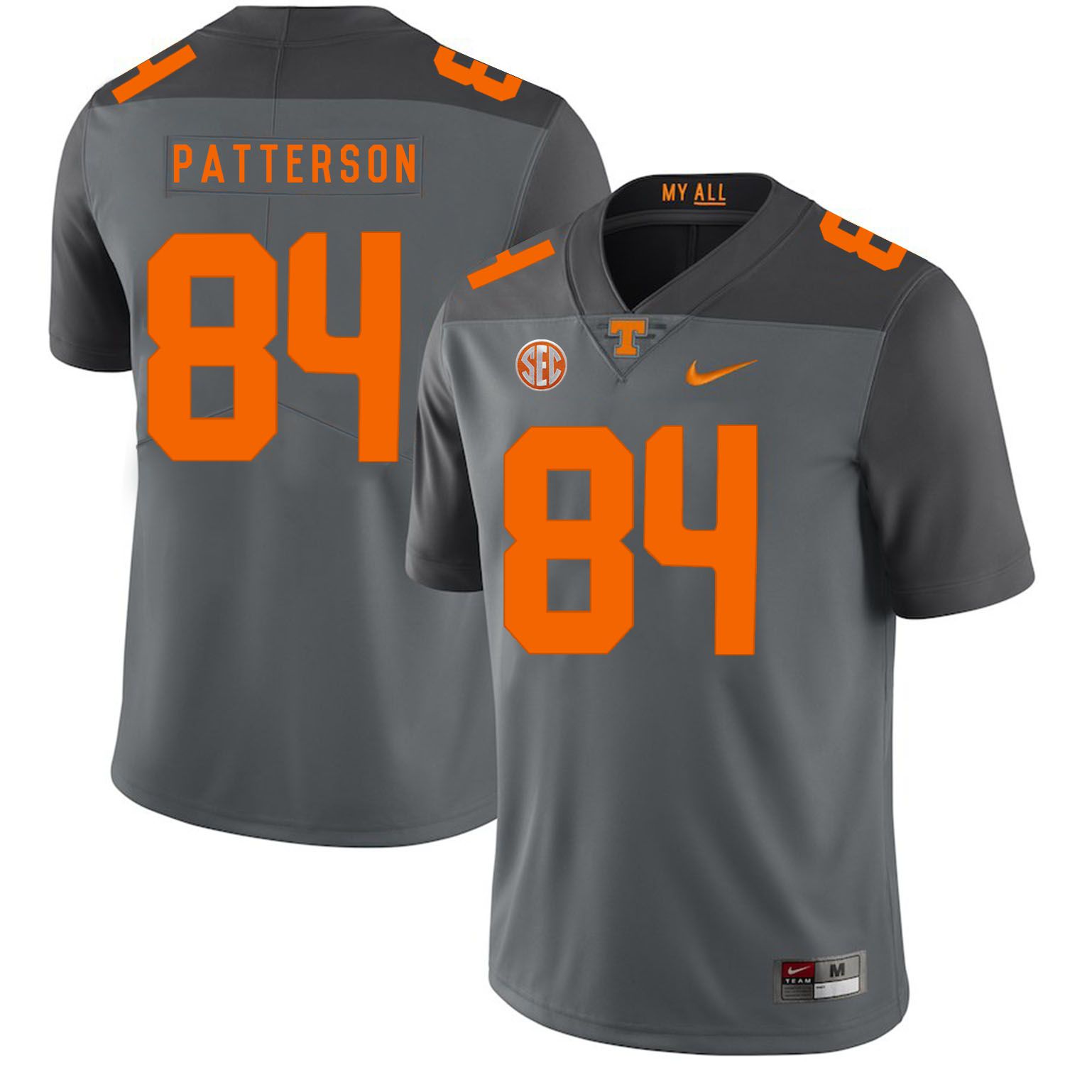 Men Tennessee Volunteers #84 Patterson Grey Customized NCAA Jerseys